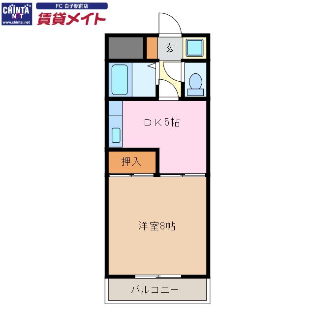 マンション青山(1DK/4階)の間取り写真
