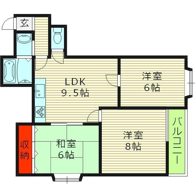 クイーンライフIMAZU(3LDK/10階)の間取り写真