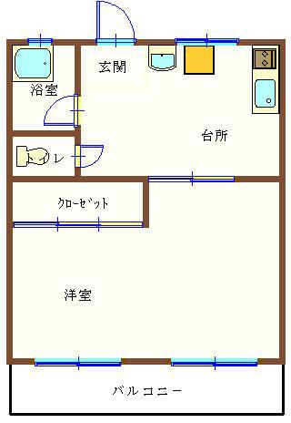 松福ハイツ(1DK/2階)の間取り写真