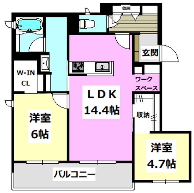カナデル(2LDK/2階)の間取り写真