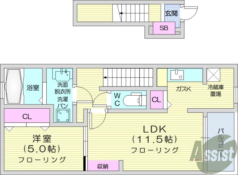 ファミーユ(1LDK/2階)の間取り写真