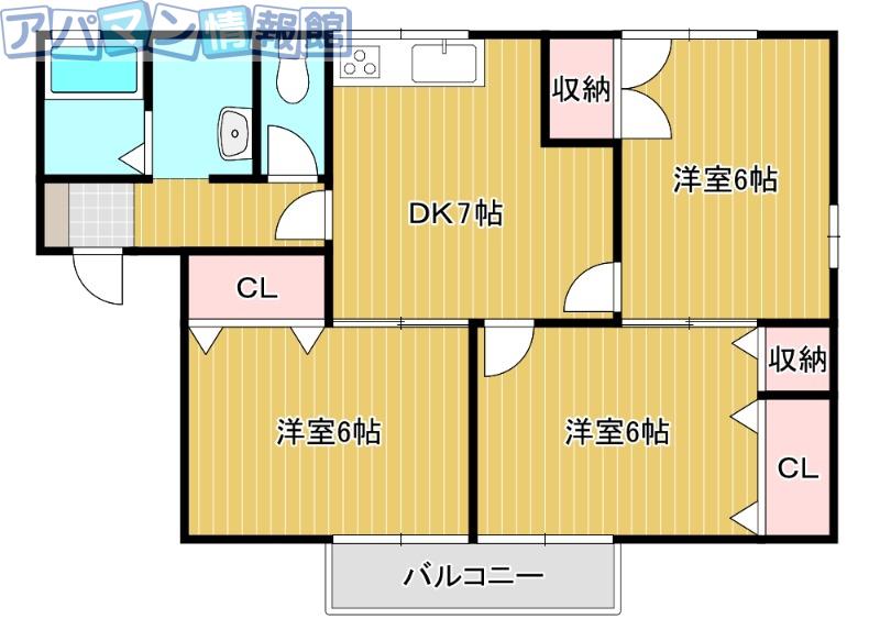 セーヌB棟(3DK/2階)の間取り写真