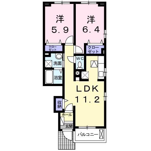 グラン ヴィリオ(2LDK/1階)の間取り写真