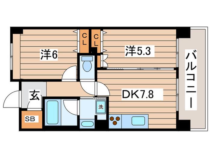 ピエス綱島(2DK/4階)の間取り写真