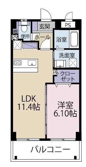 ラ ヴィータ ガナハ(1LDK/1階)の間取り写真