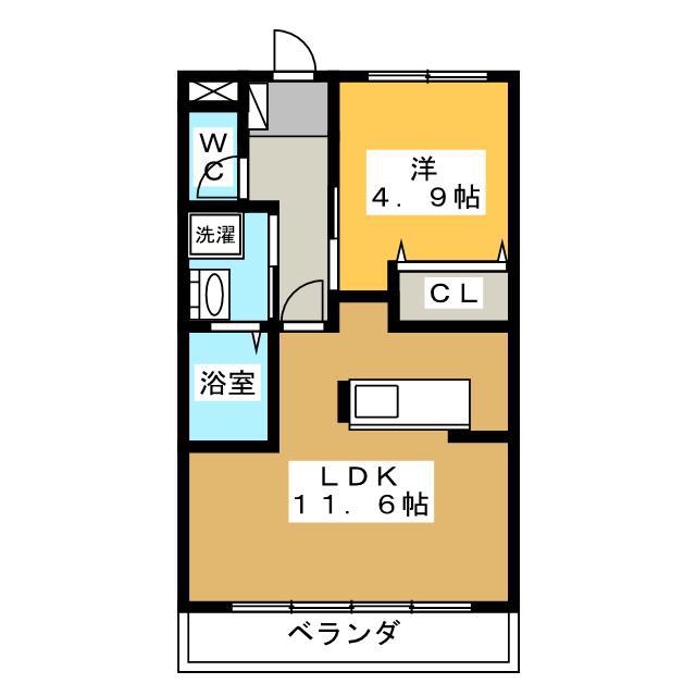 ドッグウッド(1LDK/1階)の間取り写真