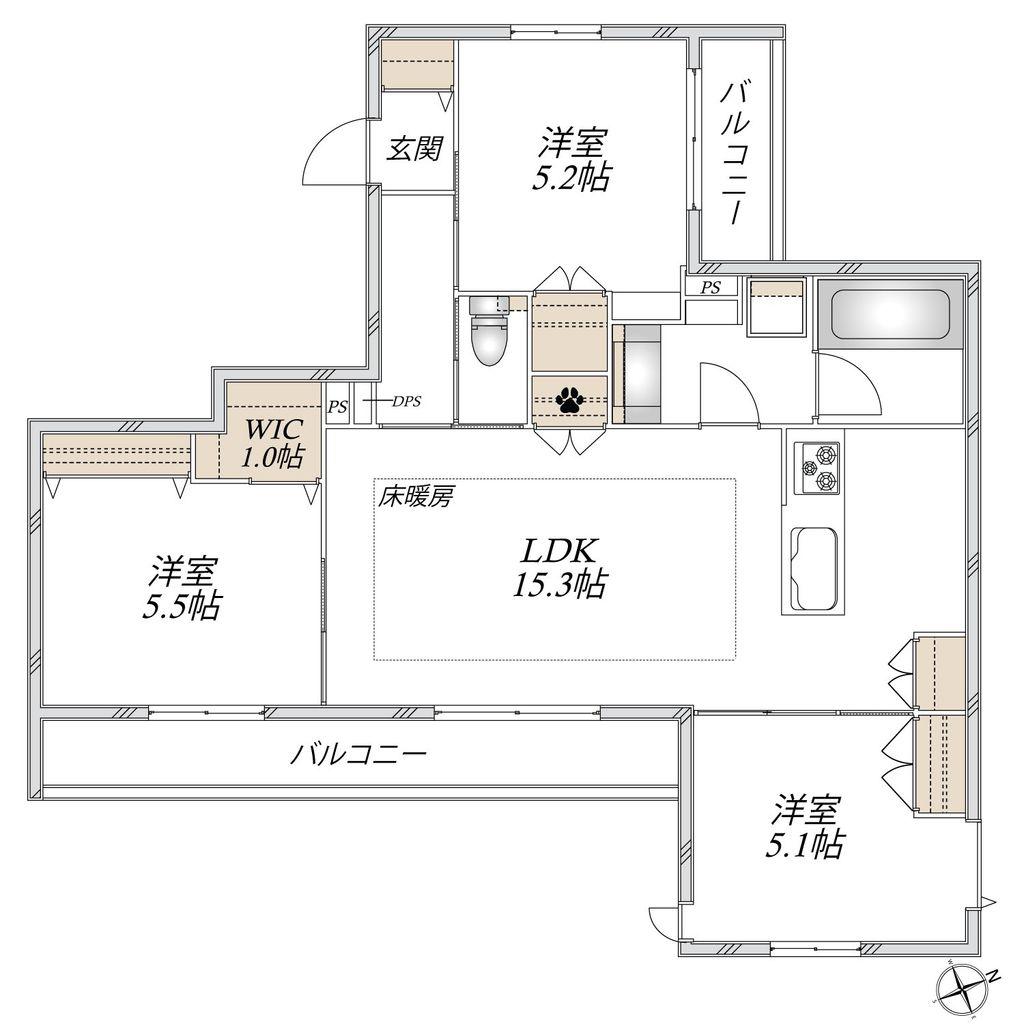 SUN ZEM(3LDK/3階)の間取り写真