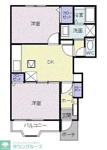 メゾントールHIRO(2DK/1階)の間取り写真