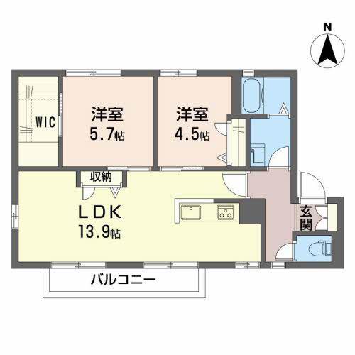 デミーオ城ヶ丘(2LDK/2階)の間取り写真