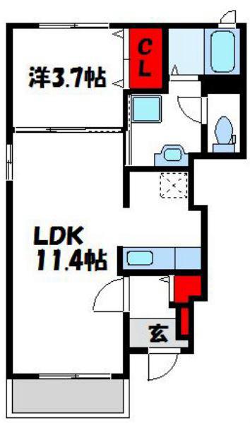 グランドール内橋III(1LDK/1階)の間取り写真