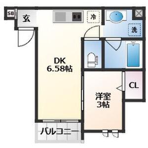 マイティ長町一丁目(1DK/2階)の間取り写真