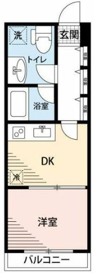 二子相原ビル(1DK/3階)の間取り写真
