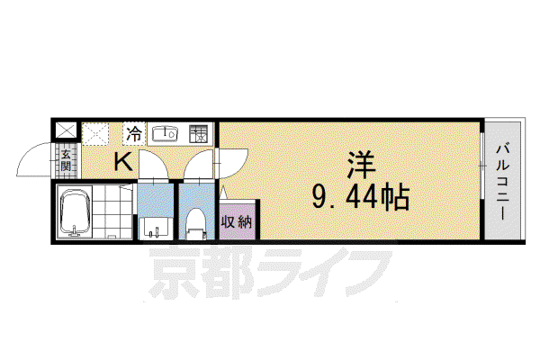 フラッティ西院プレミア(1K/2階)の間取り写真