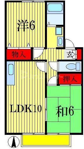 ヴィラージュコート弐番館(2LDK/2階)の間取り写真