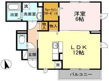ラッキーベル B棟(1LDK/1階)の間取り写真