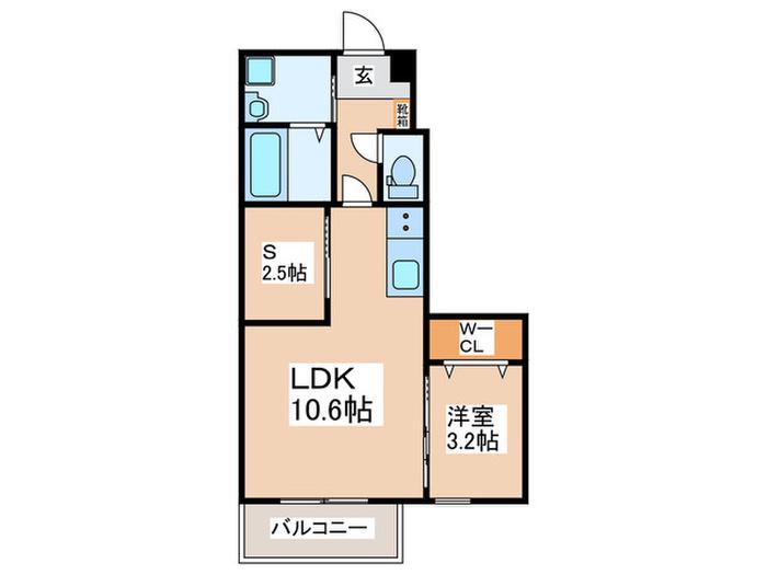 LIFEFIELD小郡II(1LDK/1階)の間取り写真
