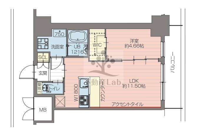 プレジオ恵美須9-15F(1LDK/13階)の間取り写真