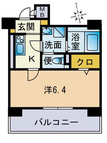 はれわたる大手門(1K/2階)の間取り写真