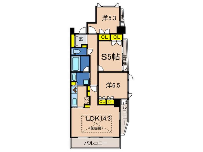 アーバネックス三宮磯辺通(2SLDK/14階)の間取り写真