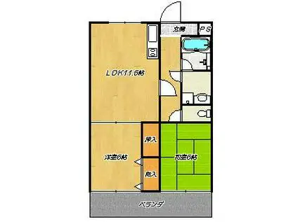 惣友ハイツ(2LDK/4階)の間取り写真