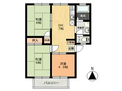 レジデンス西山B(3DK/1階)の間取り写真