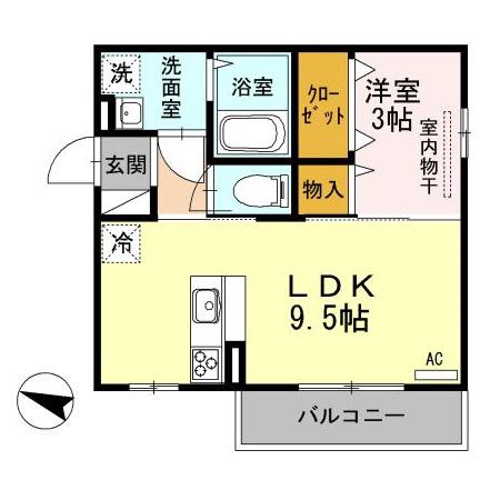 フルレット 205(1LDK/2階)の間取り写真