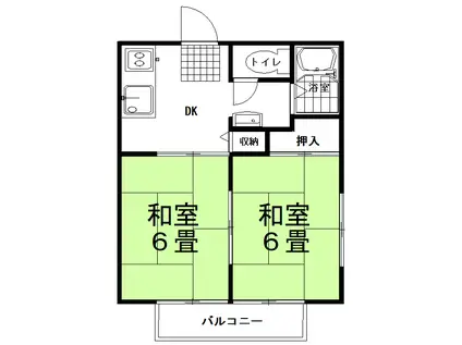 ハイツオーヒラ(2DK/2階)の間取り写真