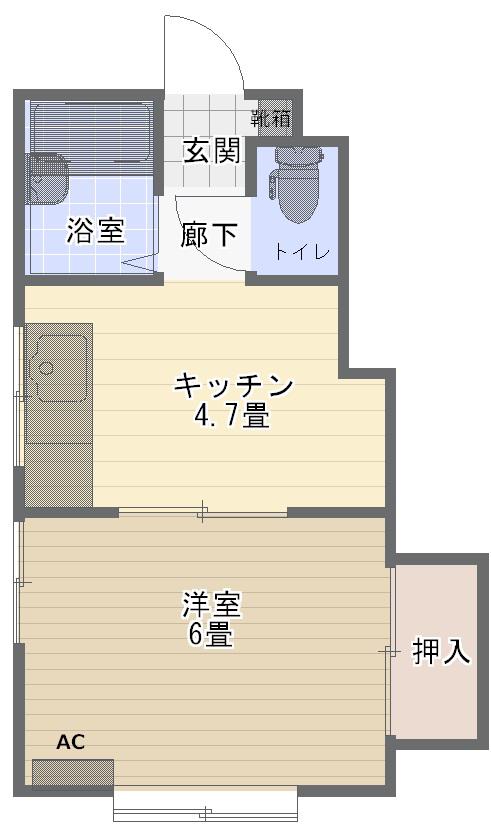 グランドコーポリバー(1DK/1階)の間取り写真