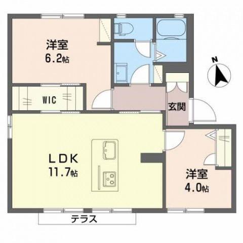ボルトシティ熊取ⅡⅢ(2LDK/1階)の間取り写真