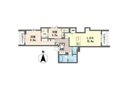 クリークレジデンス幕張(2LDK/3階)の間取り写真