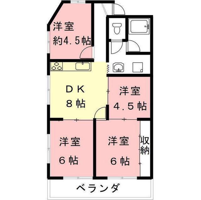 ホワイトマンション(4DK/3階)の間取り写真