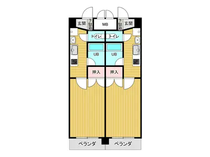 古川ハイム二番館(1K/6階)の間取り写真