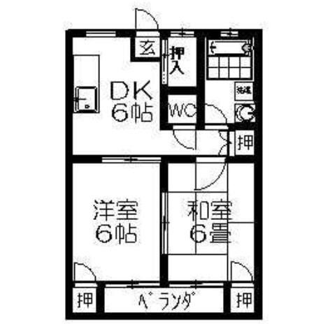 津福山一ビル(2DK/2階)の間取り写真