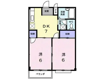 ニューエルディムK(2DK/2階)の間取り写真