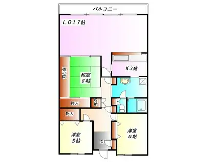 ダイヤカルム(3LDK/5階)の間取り写真
