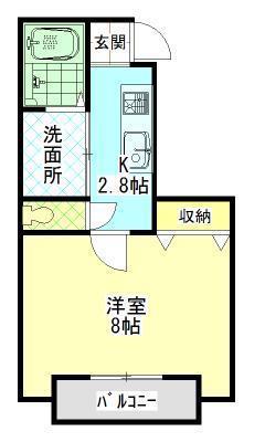 APARTMENT IN イースト(1K/1階)の間取り写真