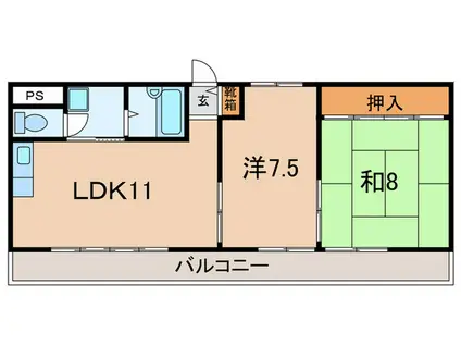 シャトー第一土山(2LDK/5階)の間取り写真