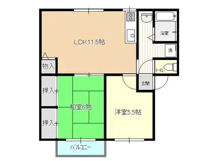 ソファレ美祢(2LDK/2階)の間取り写真