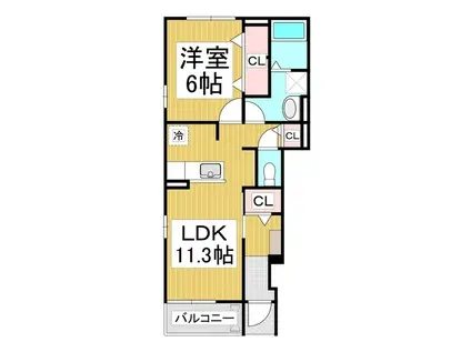 サン・カーサMII(1LDK/1階)の間取り写真