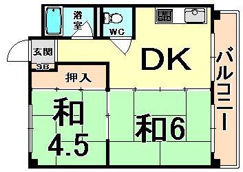 三興マンション(2DK/2階)の間取り写真