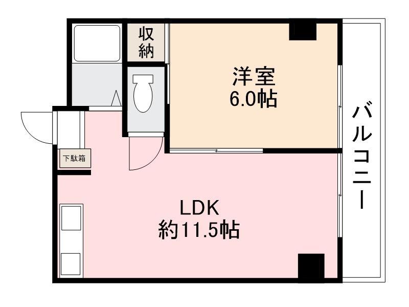 コンフォール錦町(1LDK/4階)の間取り写真