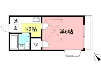 Kハウス平尾(1K/2階)の間取り写真