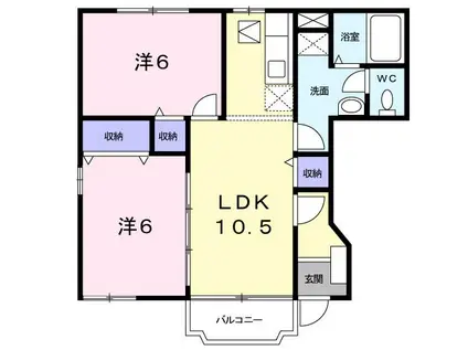 シャン・ド・フルール IV(2LDK/1階)の間取り写真
