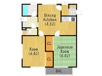 逆瀬川ハウス(2DK/2階)の間取り写真