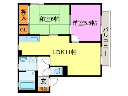 ルミエール(2LDK/2階)の間取り写真