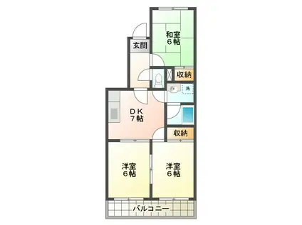 サンシャインガーデン(3DK/1階)の間取り写真