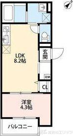 TATERUAPARTMENT大道南1丁目(1LDK/2階)の間取り写真