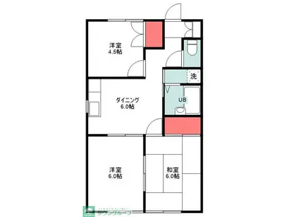 ハミングコート(3DK/2階)の間取り写真