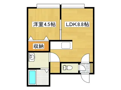 フィレントII(1DK/1階)の間取り写真