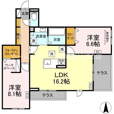 アーブル 西岩田(2LDK/1階)の間取り写真